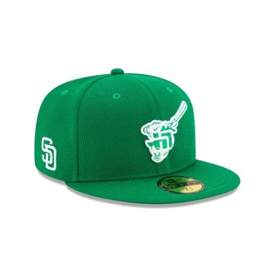 Green San Diego Padres Hat - New Era MLB St Patricks Day 59FIFTY Fitted Caps USA5930174